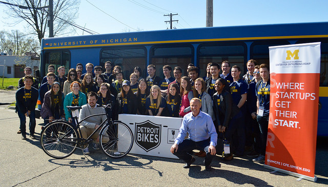 DTrek students after meeting with Zak Pashak and Chris Kiesling of Detroit Bikes
