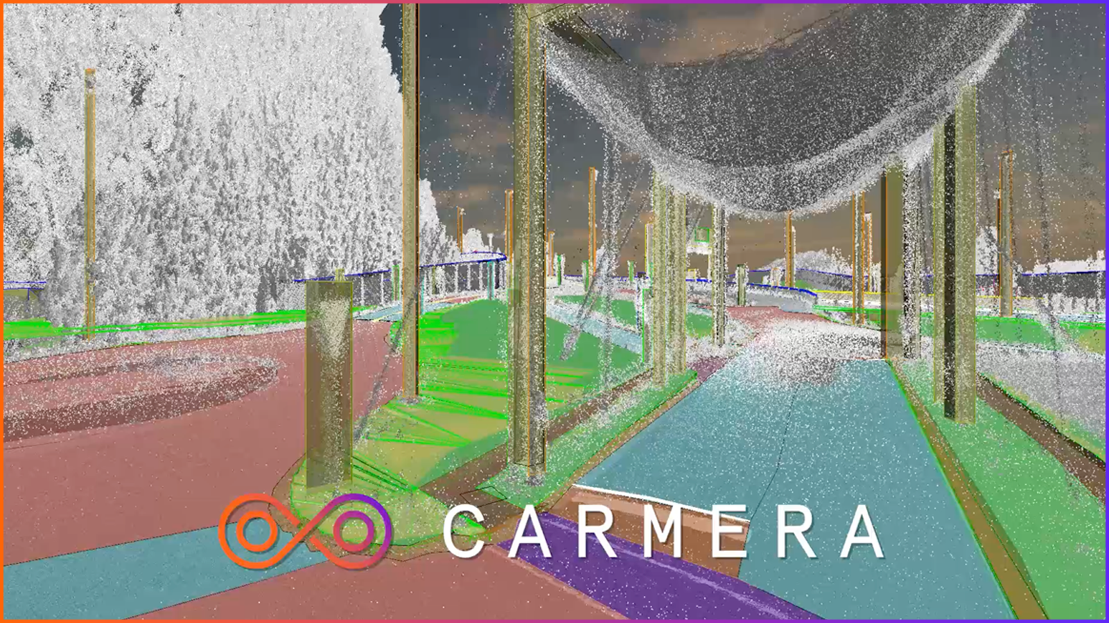 Computer generated image of Mcity featuring Carmera's logo