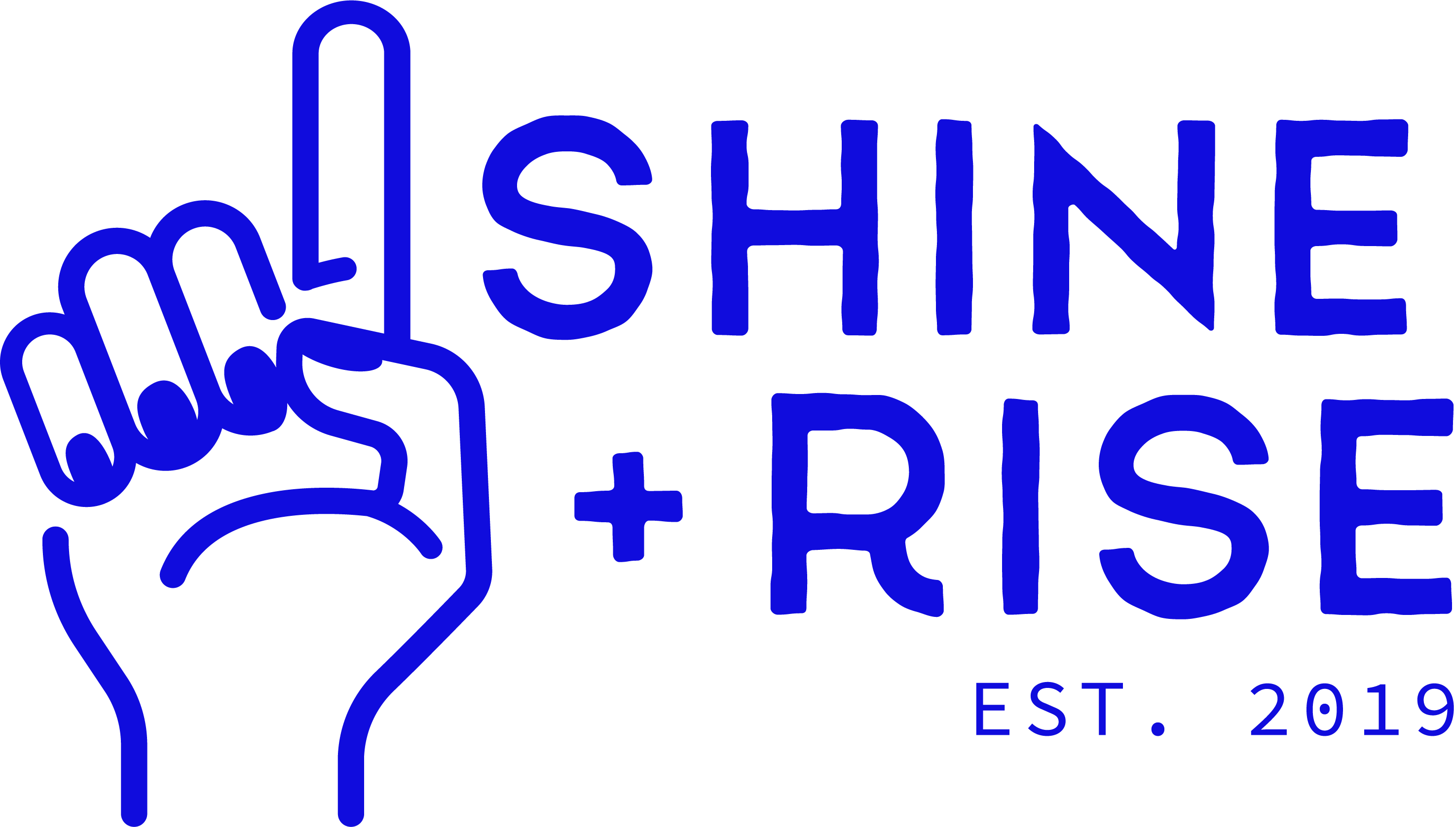 Rise and Shine Logo with index finger pointed up