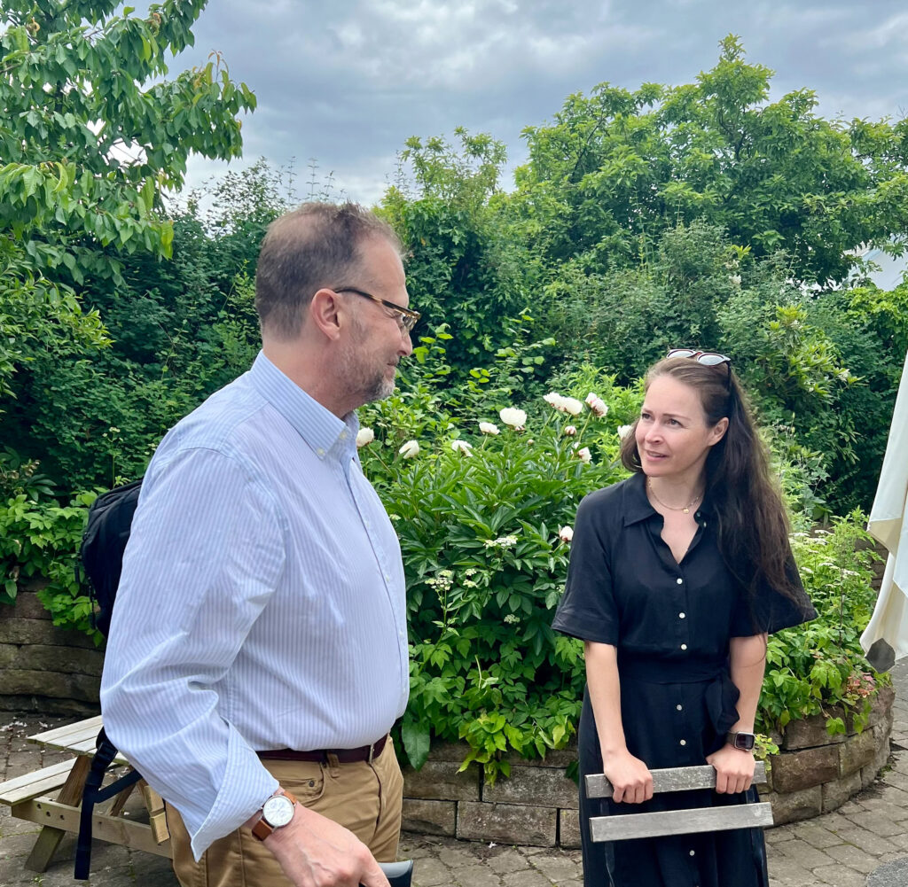 CFE Executive Director Kurt Skifstad with internship hosts, Cecile Sarp, founder of Azilis/Your Fair Share 