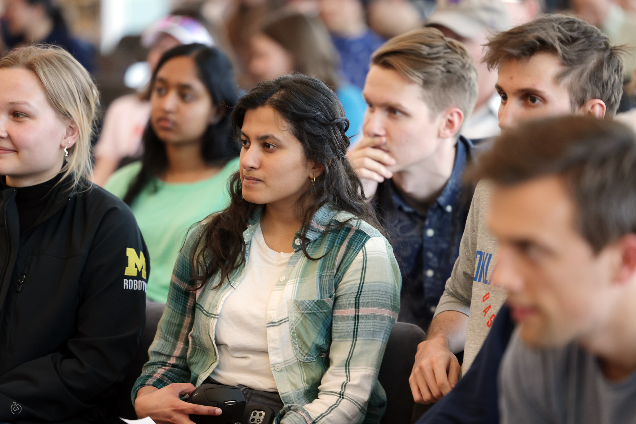 Students listen to an entrepreneur speak at the University of Michigan's Center for Entrepreneurship in Ann Arbor.