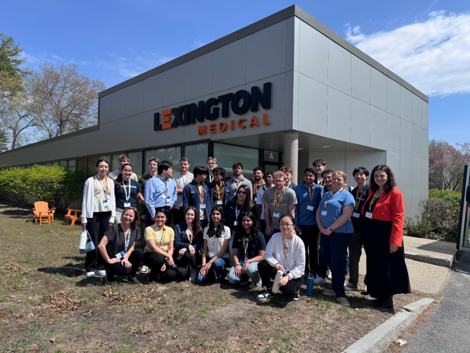 a group of students outside the Lexington Medical building
