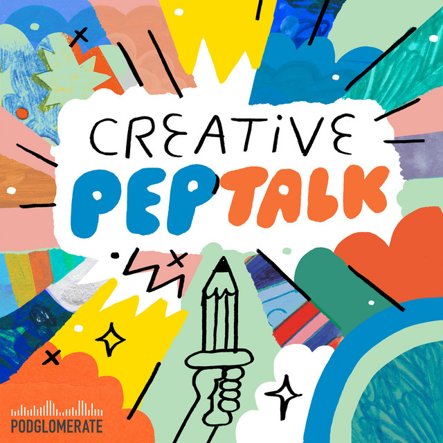 colorful logo for the creative pep talk podcast