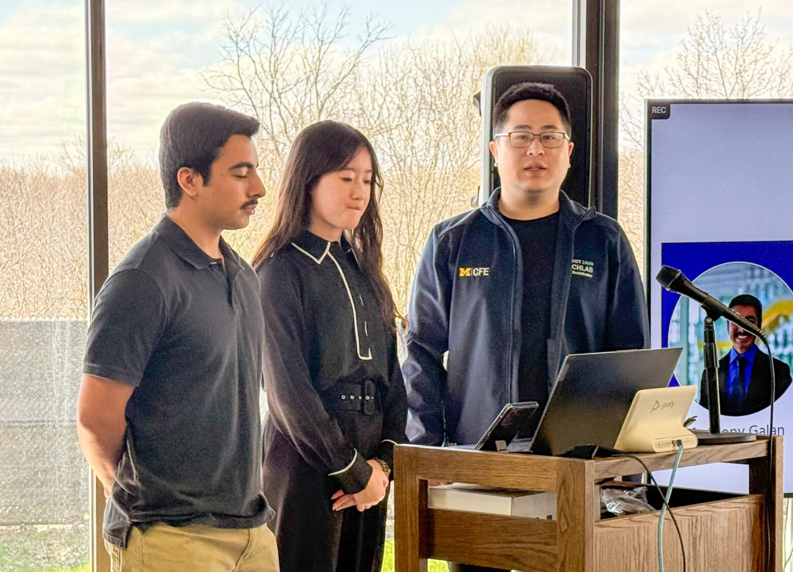 A group of students giving a presentation